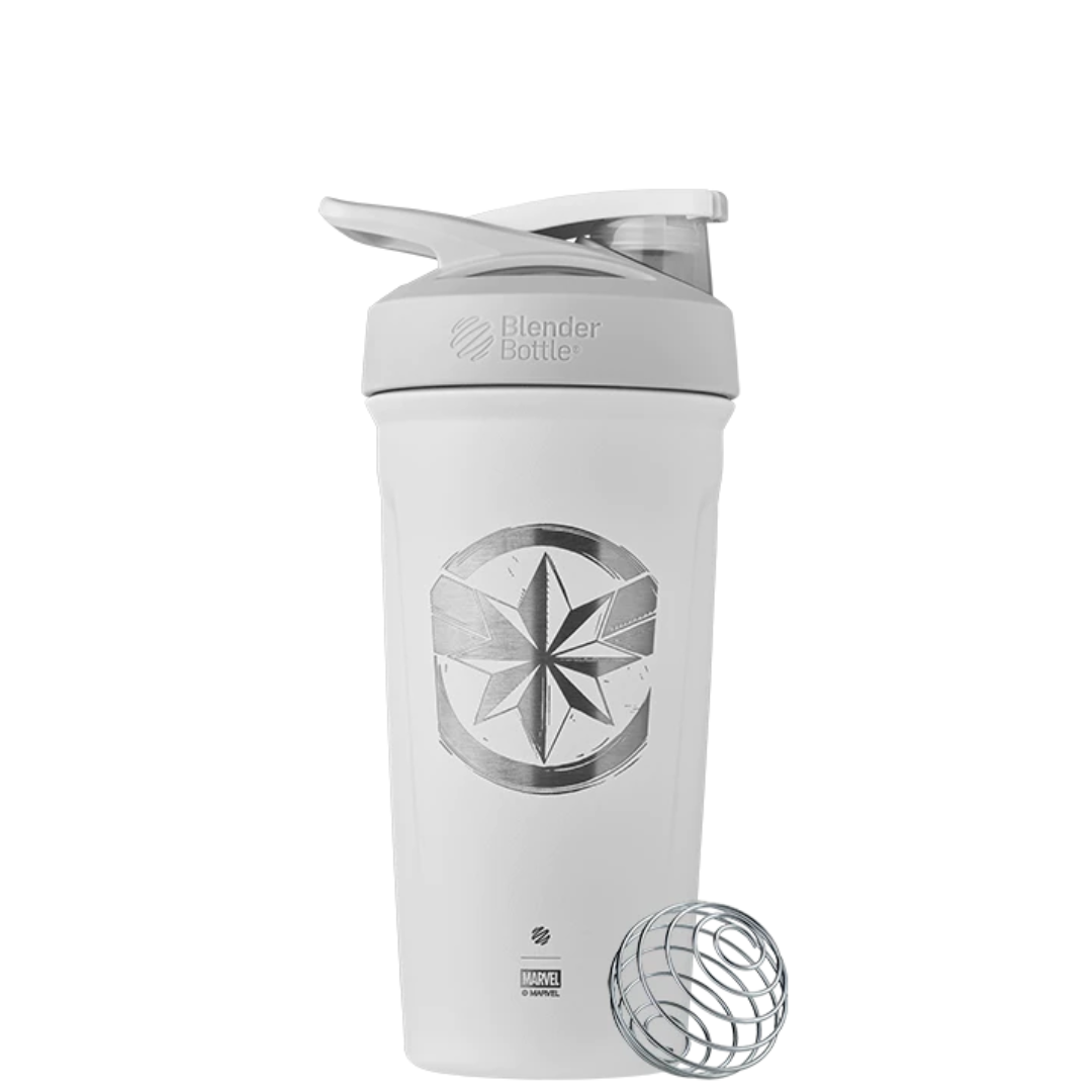 BlenderBottle Strada Insulated Stainless Steel Shaker Cup with Flip Cap,  24oz, White